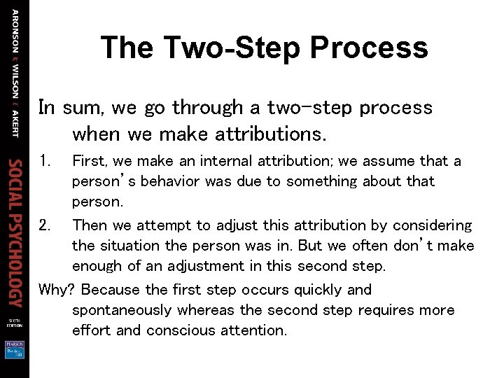 The Two-Step Process In sum, we go through a two-step process when we make The Two-Step Process In sum, we go through a two-step process when we make