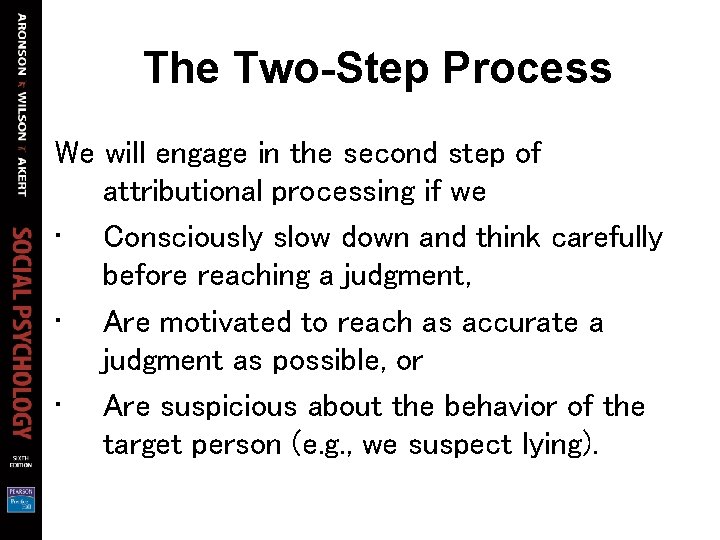 The Two-Step Process We will engage in the second step of attributional processing if The Two-Step Process We will engage in the second step of attributional processing if