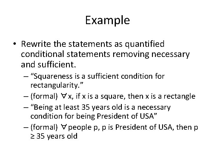 Quantification Statement Chapter 2 The Logic of Quantified Statements Section