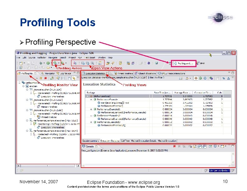 Profiling Tools Ø Profiling Perspective November 14, 2007 Eclipse Foundation - www. eclipse. org