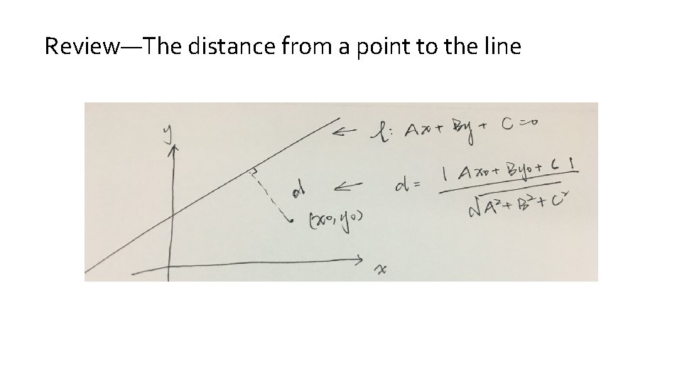 Review—The distance from a point to the line 