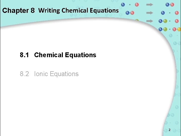 Chapter 8 Writing Chemical Equations 8. 1 Chemical Equations 8. 2 Ionic Equations 2