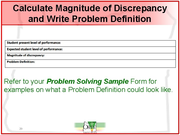 Calculate Magnitude of Discrepancy and Write Problem Definition Refer to your Problem Solving Sample