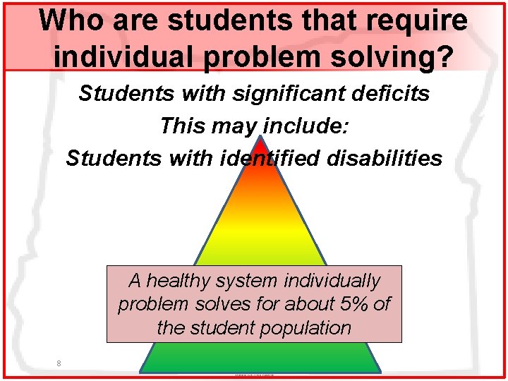 Who are students that require individual problem solving? Students with significant deficits This may