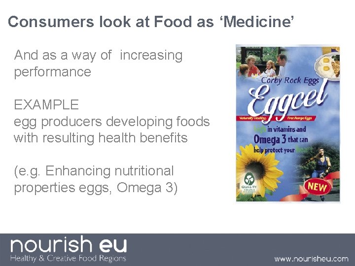 Consumers look at Food as ‘Medicine’ And as a way of increasing performance EXAMPLE