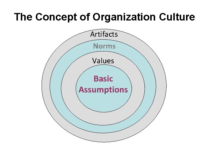The Concept of Organization Culture Artifacts Norms Values Basic Assumptions The Concept of Organization Culture Artifacts Norms Values Basic Assumptions