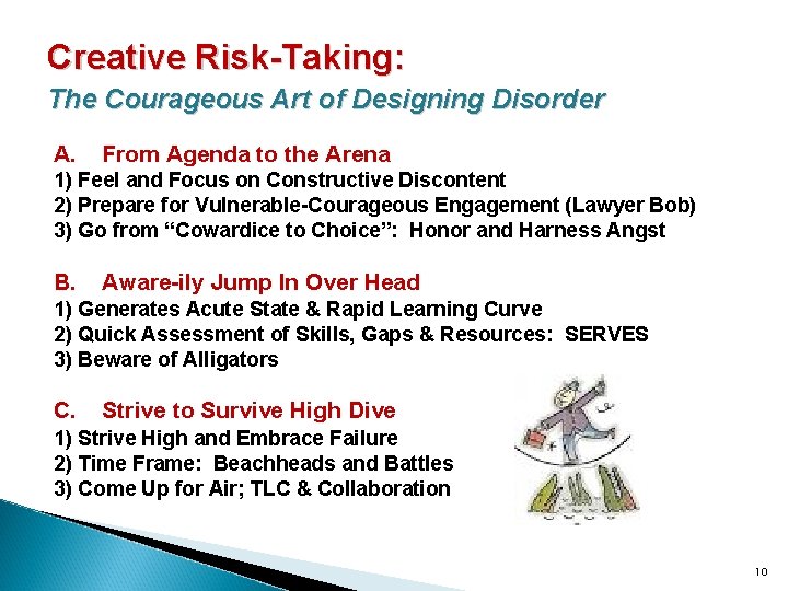 Creative Risk-Taking: The Courageous Art of Designing Disorder A. From Agenda to the Arena