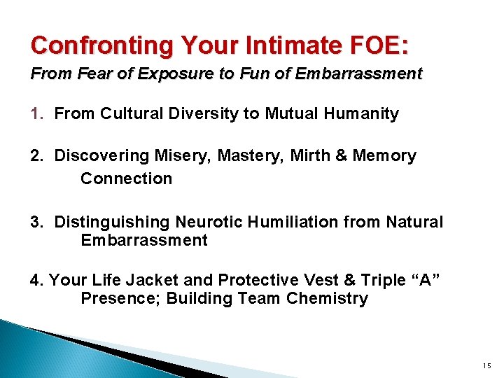 Confronting Your Intimate FOE: From Fear of Exposure to Fun of Embarrassment 1. From