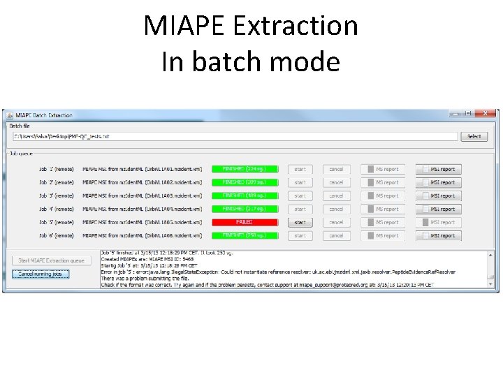 MIAPE Extraction In batch mode 