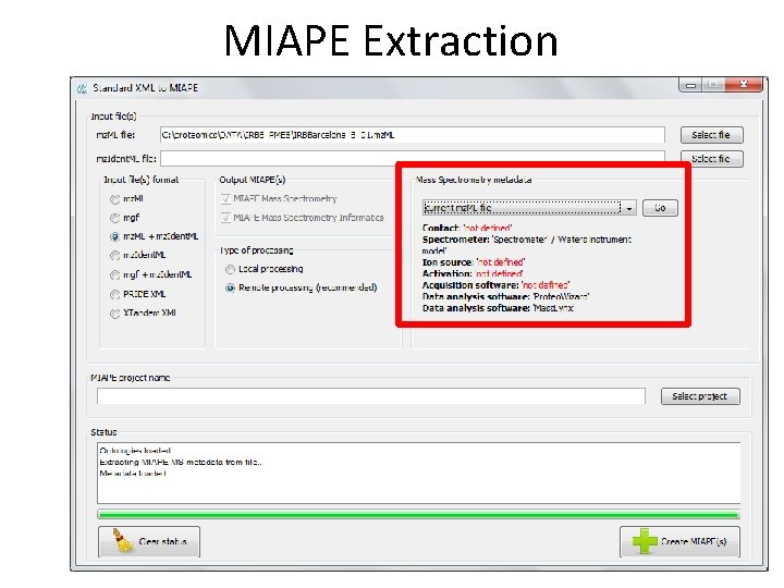 MIAPE Extraction 