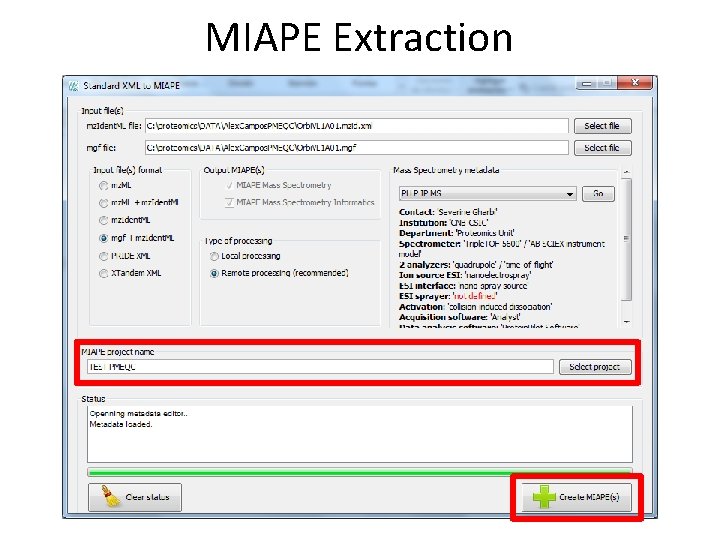 MIAPE Extraction 
