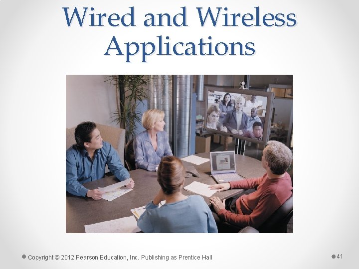 Wired and Wireless Applications Copyright © 2012 Pearson Education, Inc. Publishing as Prentice Hall