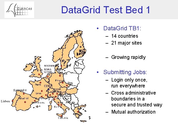 Data. Grid Test Bed 1 • Data. Grid TB 1: – 14 countries –
