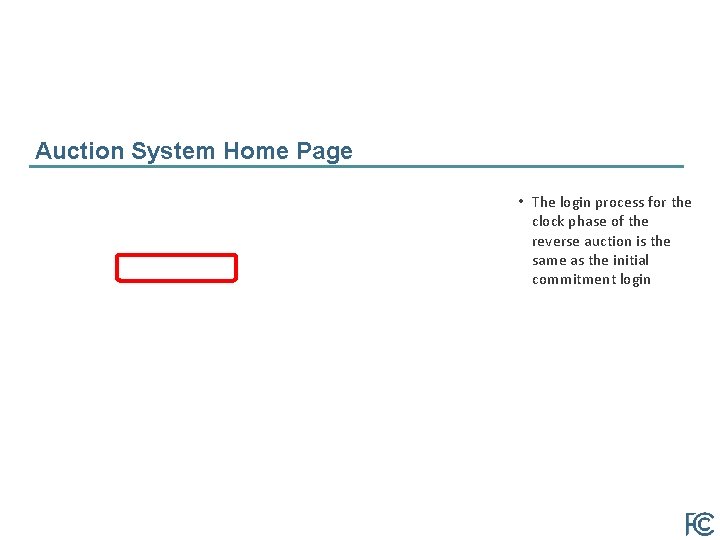 Auction System Home Page • The login process for the clock phase of the