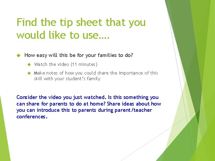 Find the tip sheet that you would like to use…. How easy will this