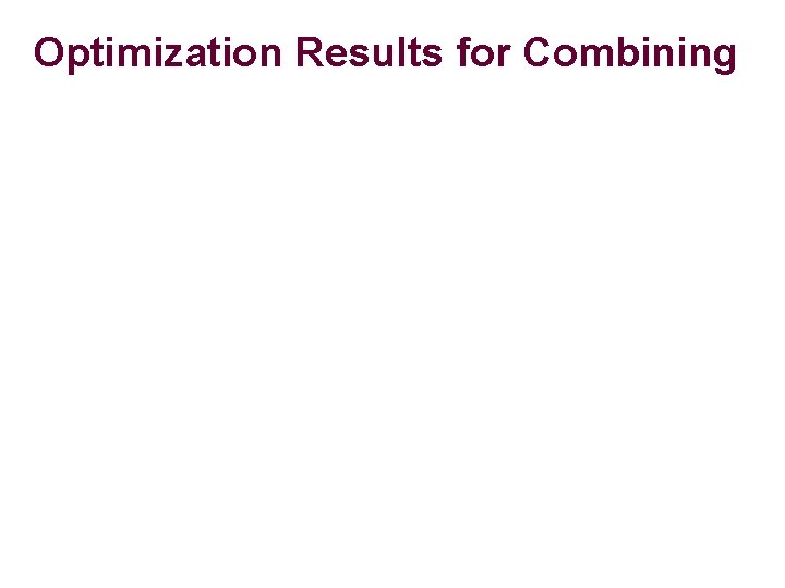 Optimization Results for Combining Optimization Results for Combining