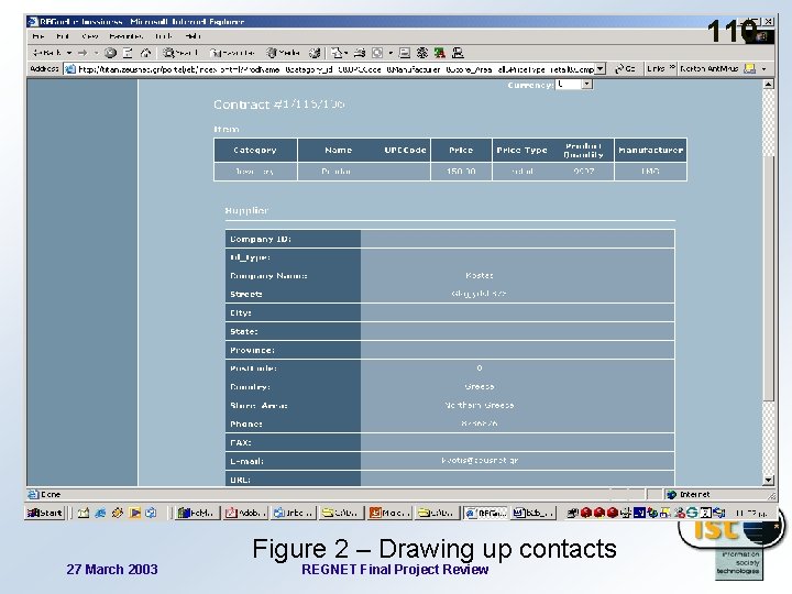 110 27 March 2003 Figure 2 – Drawing up contacts REGNET Final Project Review