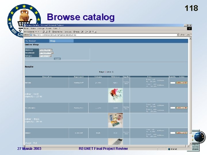 Browse catalog 27 March 2003 REGNET Final Project Review 118 