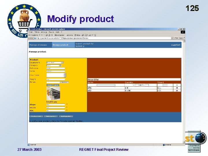 125 Modify product 27 March 2003 REGNET Final Project Review 