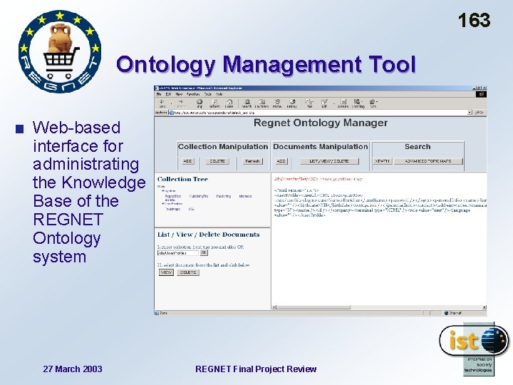 163 Ontology Management Tool Web-based interface for administrating the Knowledge Base of the REGNET