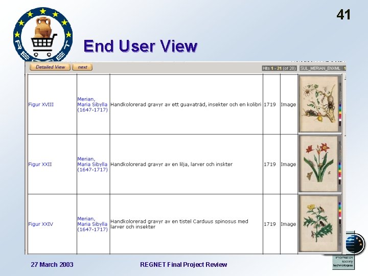 41 End User View 27 March 2003 REGNET Final Project Review 