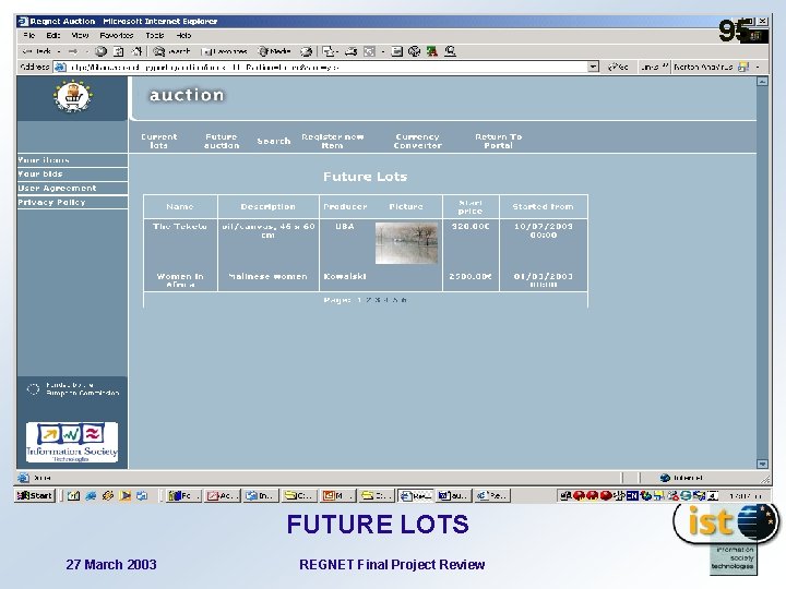 95 FUTURE LOTS 27 March 2003 REGNET Final Project Review 