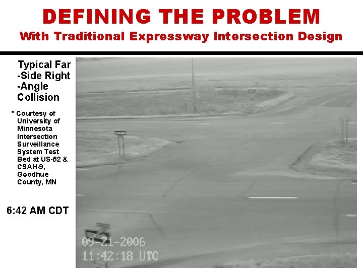 DEFINING THE PROBLEM With Traditional Expressway Intersection Design Typical Far -Side Right -Angle Collision