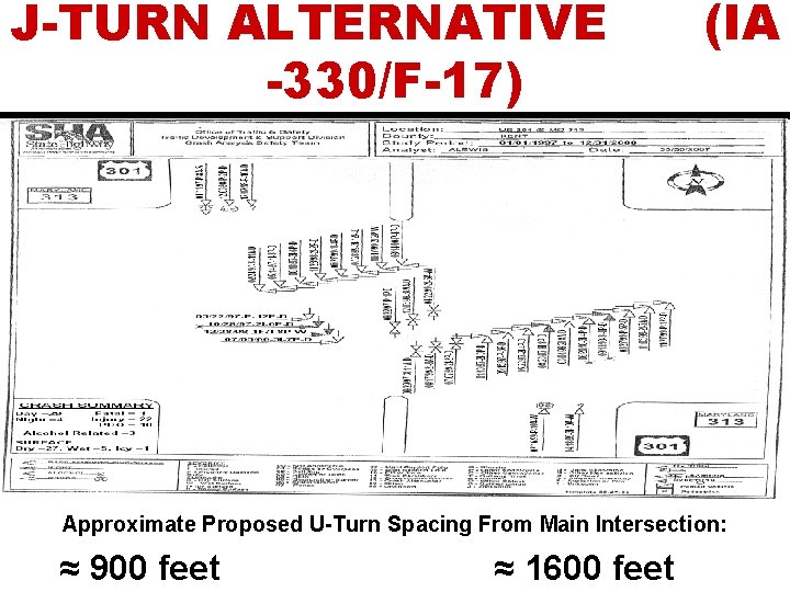 J-TURN ALTERNATIVE -330/F-17) (IA Approximate Proposed U-Turn Spacing From Main Intersection: ≈ 900 feet