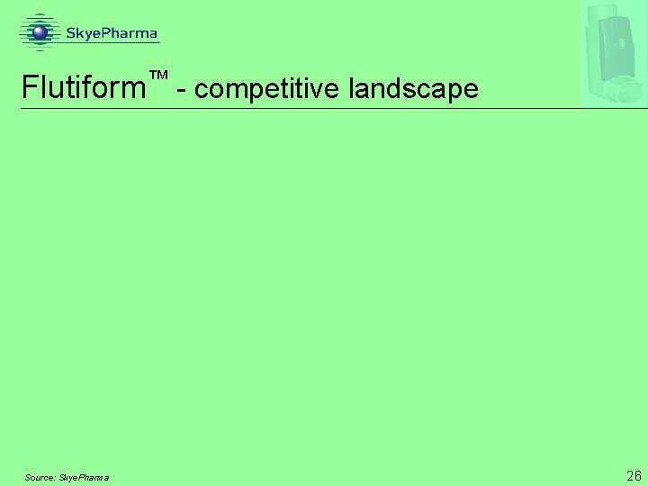 ™ Flutiform - competitive landscape Source: Skye. Pharma 26 
