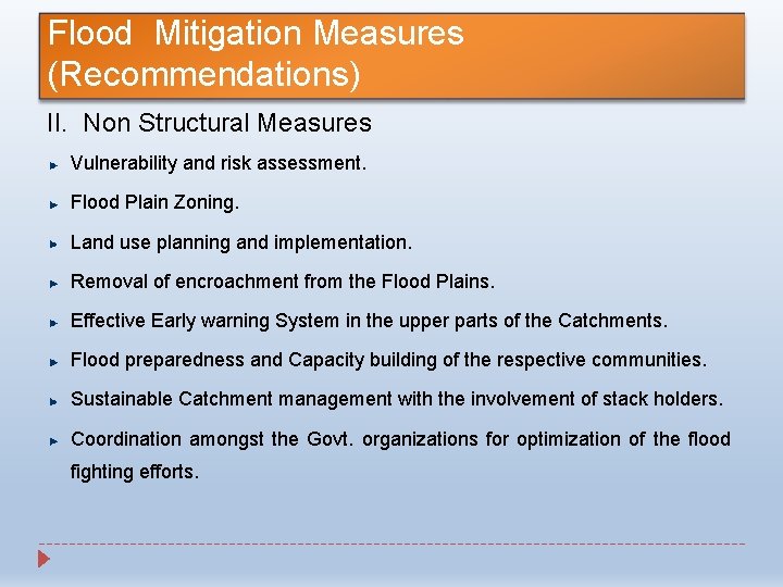 Flood Mitigation Measures (Recommendations) II. Non Structural Measures Vulnerability and risk assessment. Flood Plain Flood Mitigation Measures (Recommendations) II. Non Structural Measures Vulnerability and risk assessment. Flood Plain