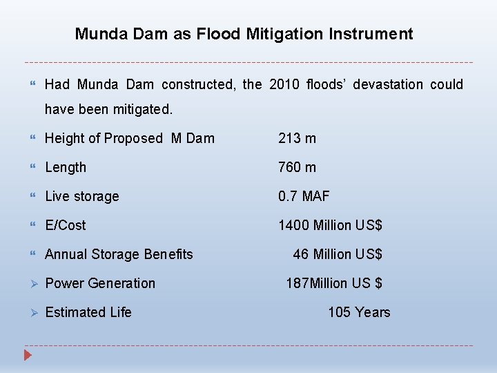 Munda Dam as Flood Mitigation Instrument Had Munda Dam constructed, the 2010 floods’ devastation Munda Dam as Flood Mitigation Instrument Had Munda Dam constructed, the 2010 floods’ devastation
