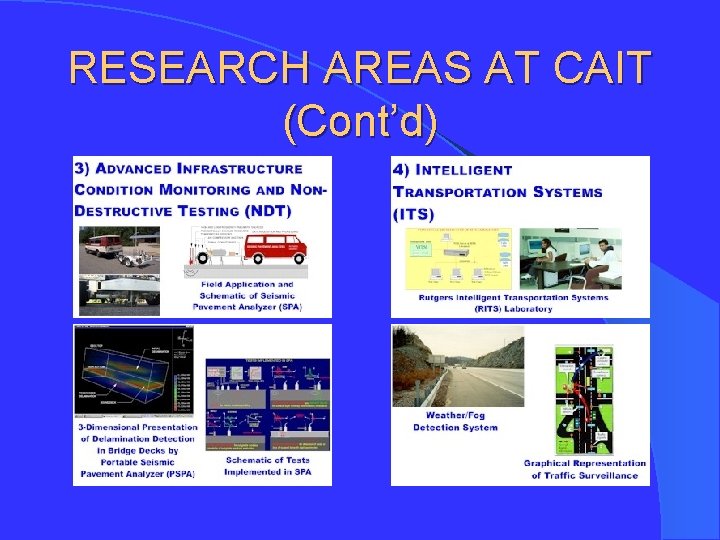 RESEARCH AREAS AT CAIT (Cont’d) 