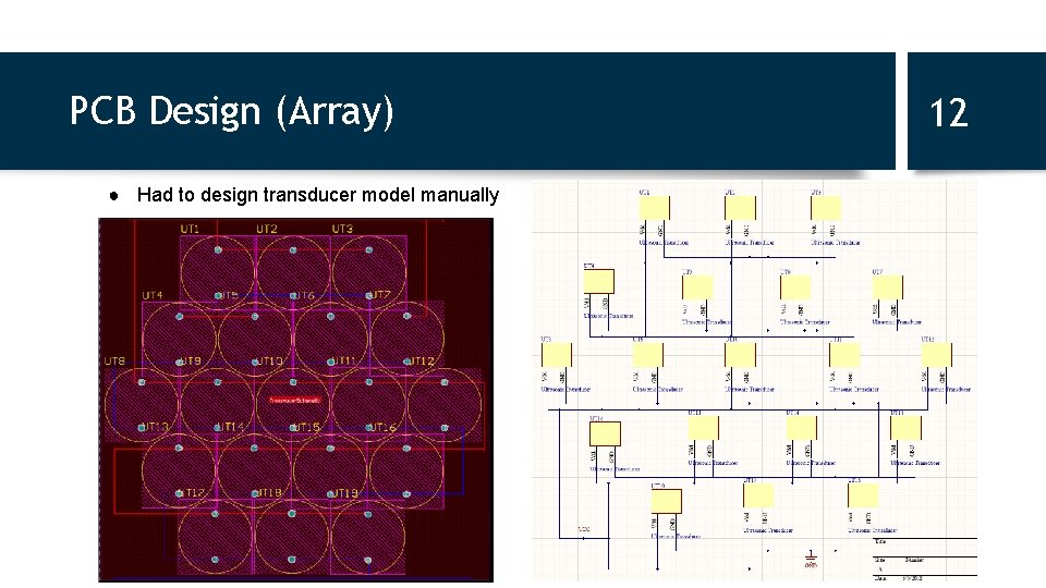 PCB Design (Array) ● Had to design transducer model manually 12 