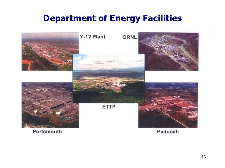 Department of Energy Facilities 13 Department of Energy Facilities 13