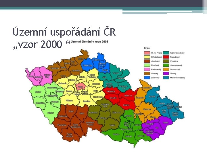 Územní uspořádání ČR „vzor 2000 “ 