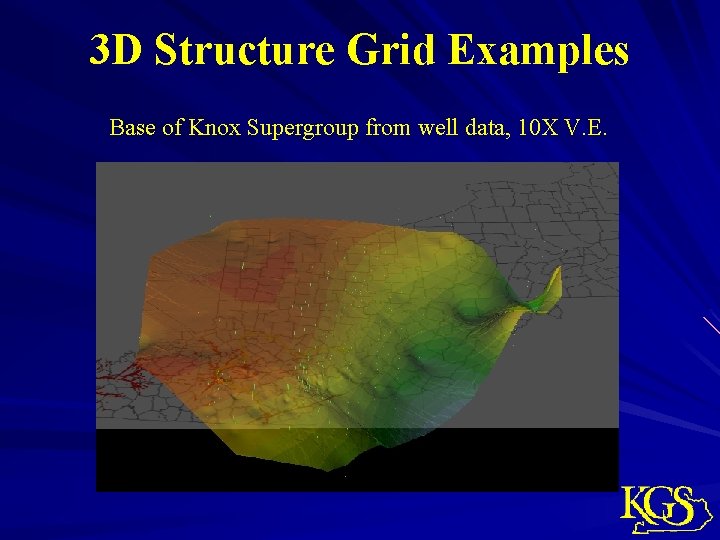 3 D Structure Grid Examples Base of Knox Supergroup from well data, 10 X