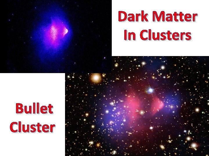 Dark Matter In Clusters Bullet Cluster 