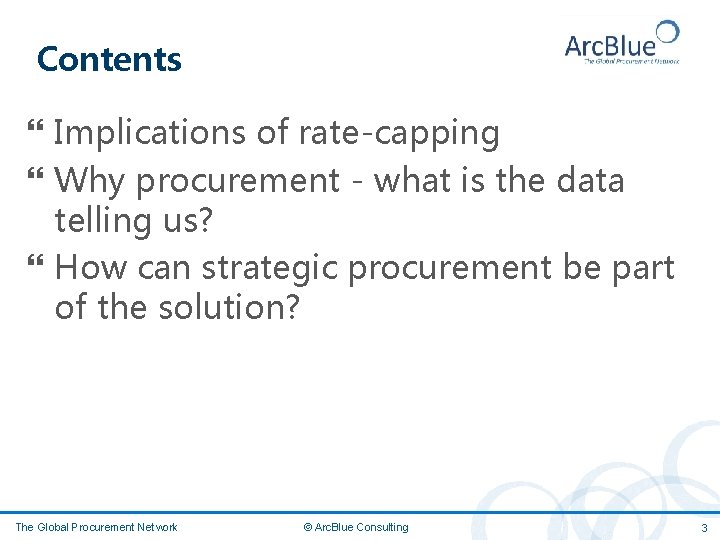 Contents } Implications of rate-capping } Why procurement - what is the data telling