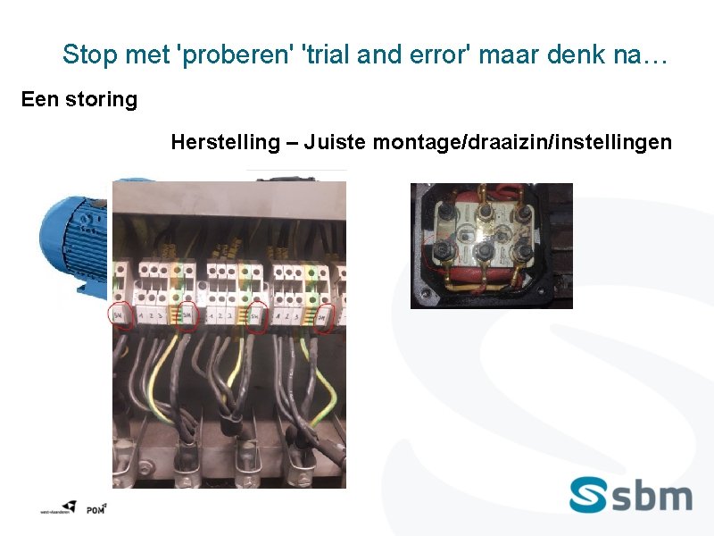 Stop met 'proberen' 'trial and error' maar denk na… Een storing Herstelling – Juiste