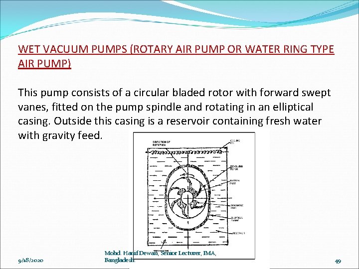 WET VACUUM PUMPS (ROTARY AIR PUMP OR WATER RING TYPE AIR PUMP) This pump