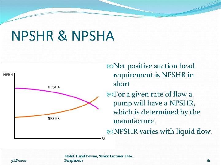 NPSHR & NPSHA Net positive suction head requirement is NPSHR in short For a