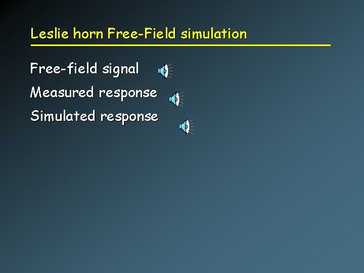 Leslie horn Free-Field simulation Free-field signal Measured response Simulated response 