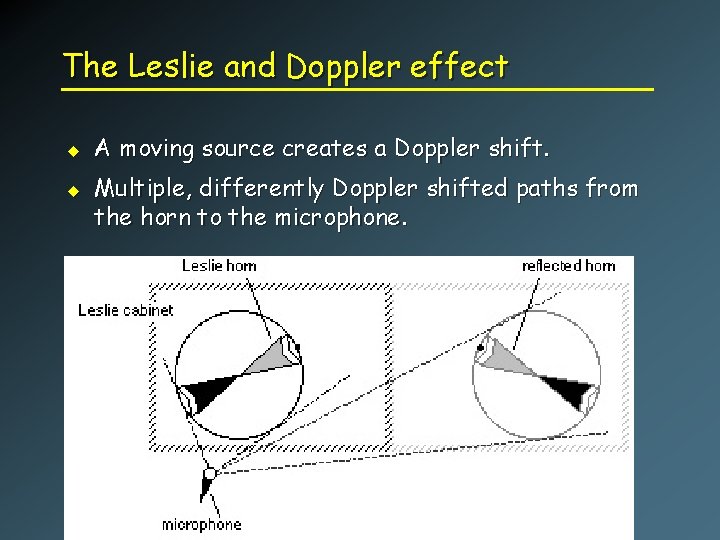The Leslie and Doppler effect u u A moving source creates a Doppler shift.