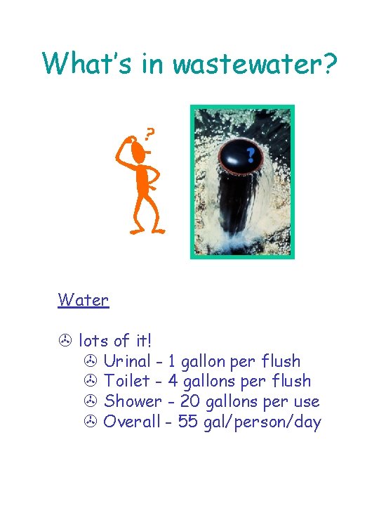 What’s in wastewater? Water > lots of it! > Urinal - 1 gallon per What’s in wastewater? Water > lots of it! > Urinal - 1 gallon per