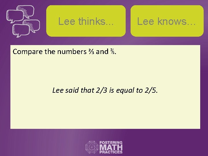 Lee thinks. . . Lee knows… Compare the numbers ⅔ and ⅖. Lee said