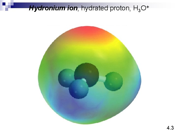 Hydronium ion, hydrated proton, H 3 O+ 4. 3 