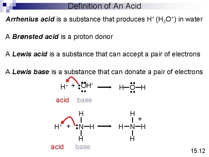Definition of An Acid Arrhenius acid is a substance that produces H+ (H 3