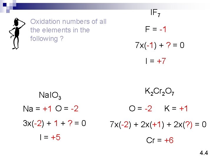 Oxidation numbers of all the elements in the following ? IF 7 F =