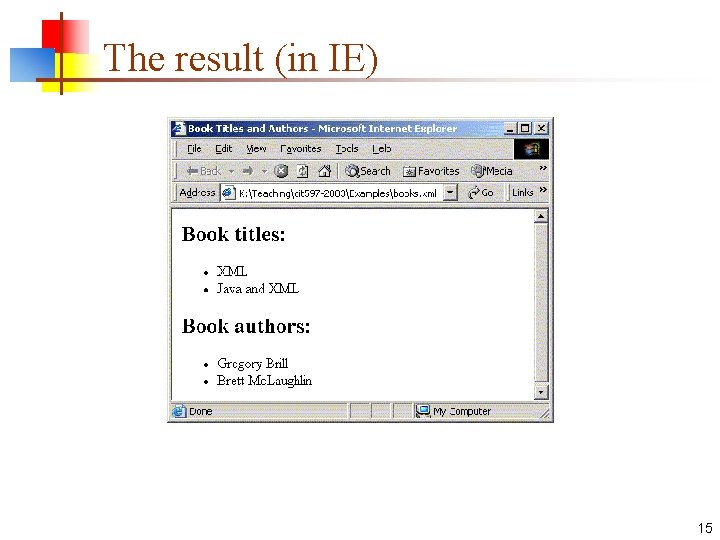 The result (in IE) 15 