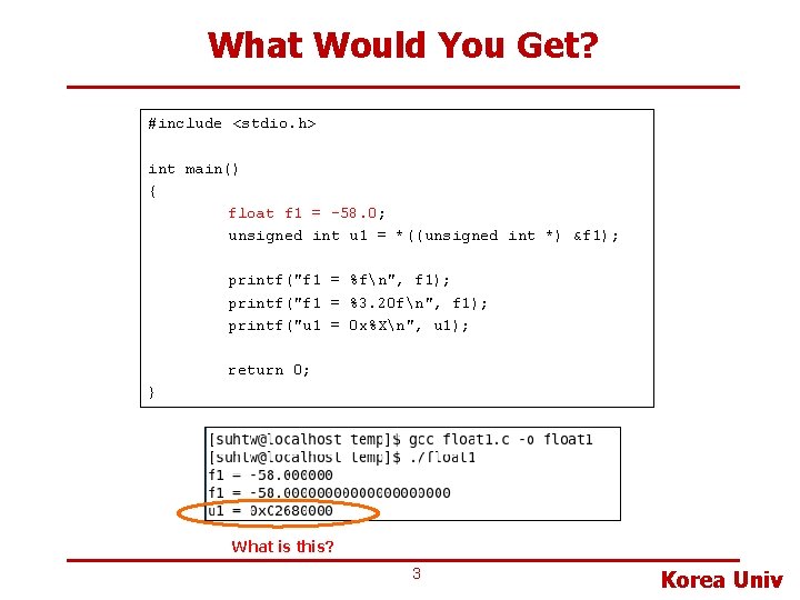 What Would You Get? #include <stdio. h> int main() { float f 1 =